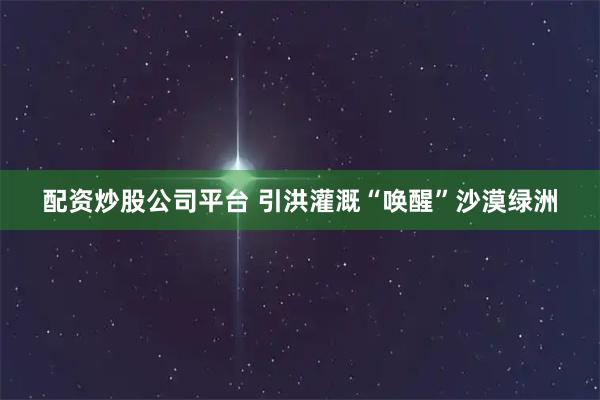 配资炒股公司平台 引洪灌溉“唤醒”沙漠绿洲