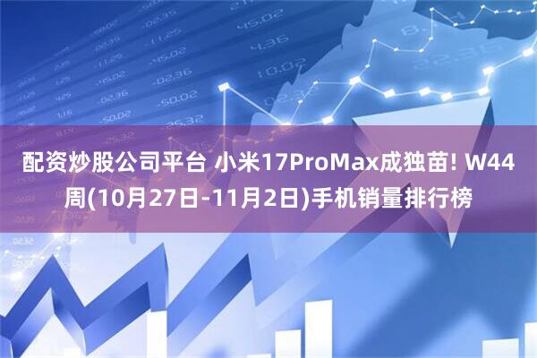 配资炒股公司平台 小米17ProMax成独苗! W44周(10月27日-11月2日)手机销量排行榜
